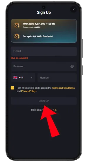 Register new account on Android